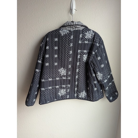 The Great Reversible‎ Quilted Jacket size S Black Patchwork Western Cozy Boho - Picture 9 of 9